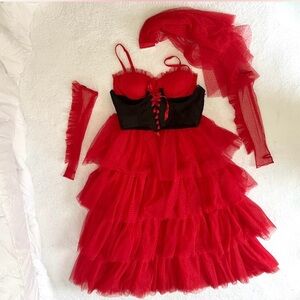 Lydia Deetz red wedding dress Beetlejuice